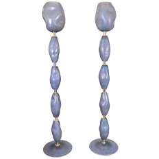 Pair of smoked grey Murano glass floor lamps
